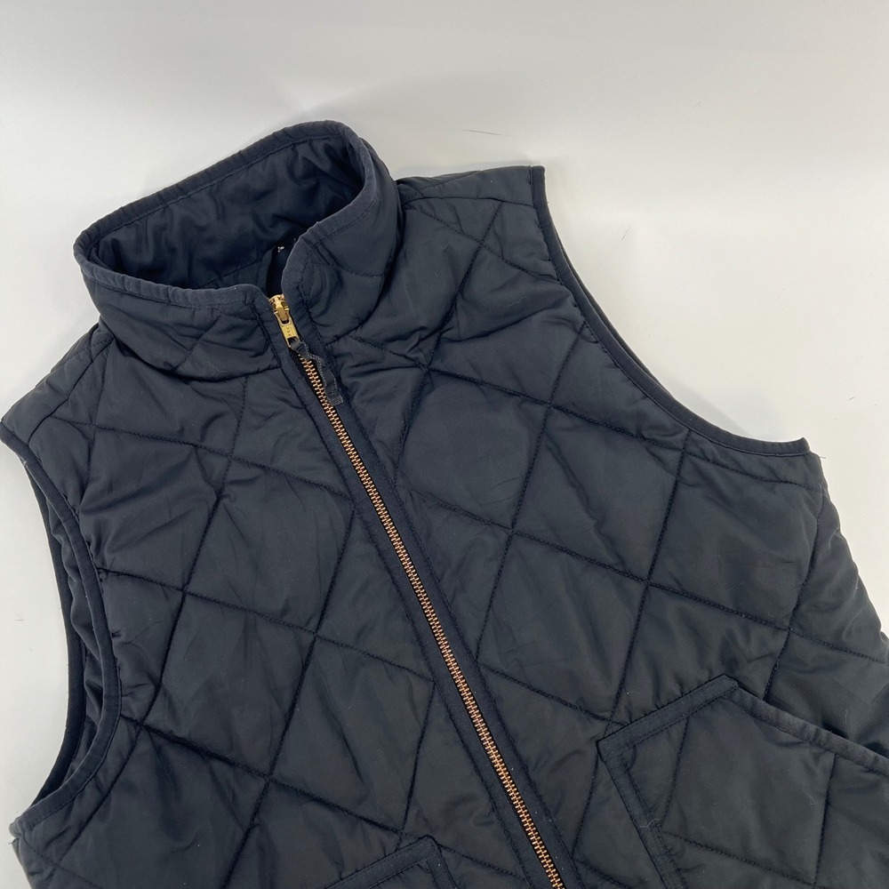 J.Crew Quilted Puffer Vest Black G7520 Full Zip Pockets Womens Medium